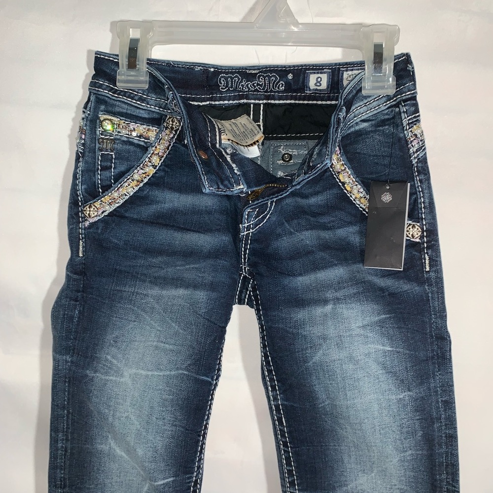 🔥 Miss me denim CAPRIS bling teens girls 8 NWT - Picture 6 of 8